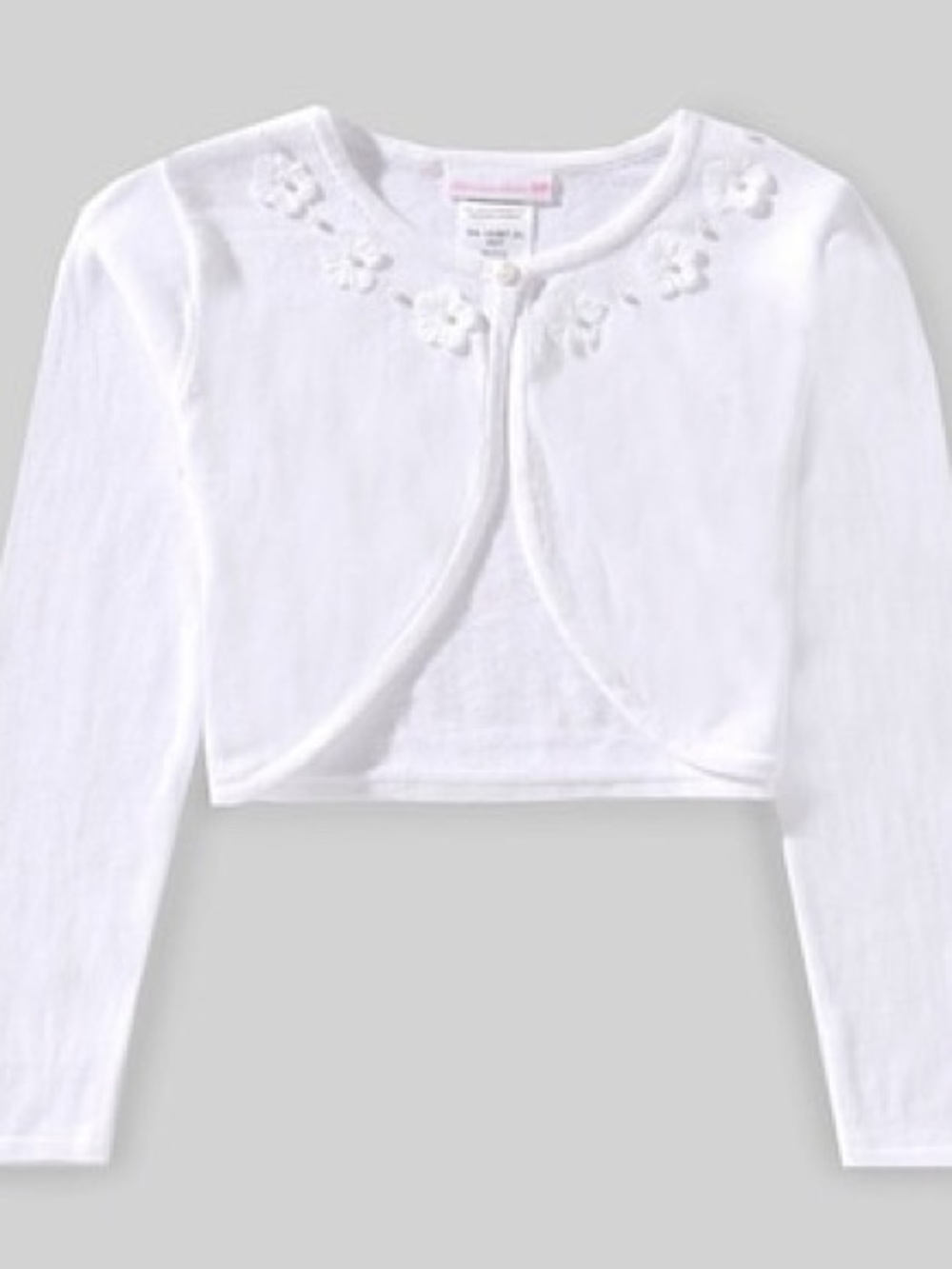 Bonnie Jean Big Girls Long-Sleeve Rosette-Trimmed Cropped Cardigan